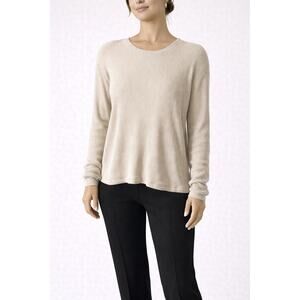 Sablyn Ribbed Cashmere Blend Long Sleeve Top Beige XS Luxury Sweater